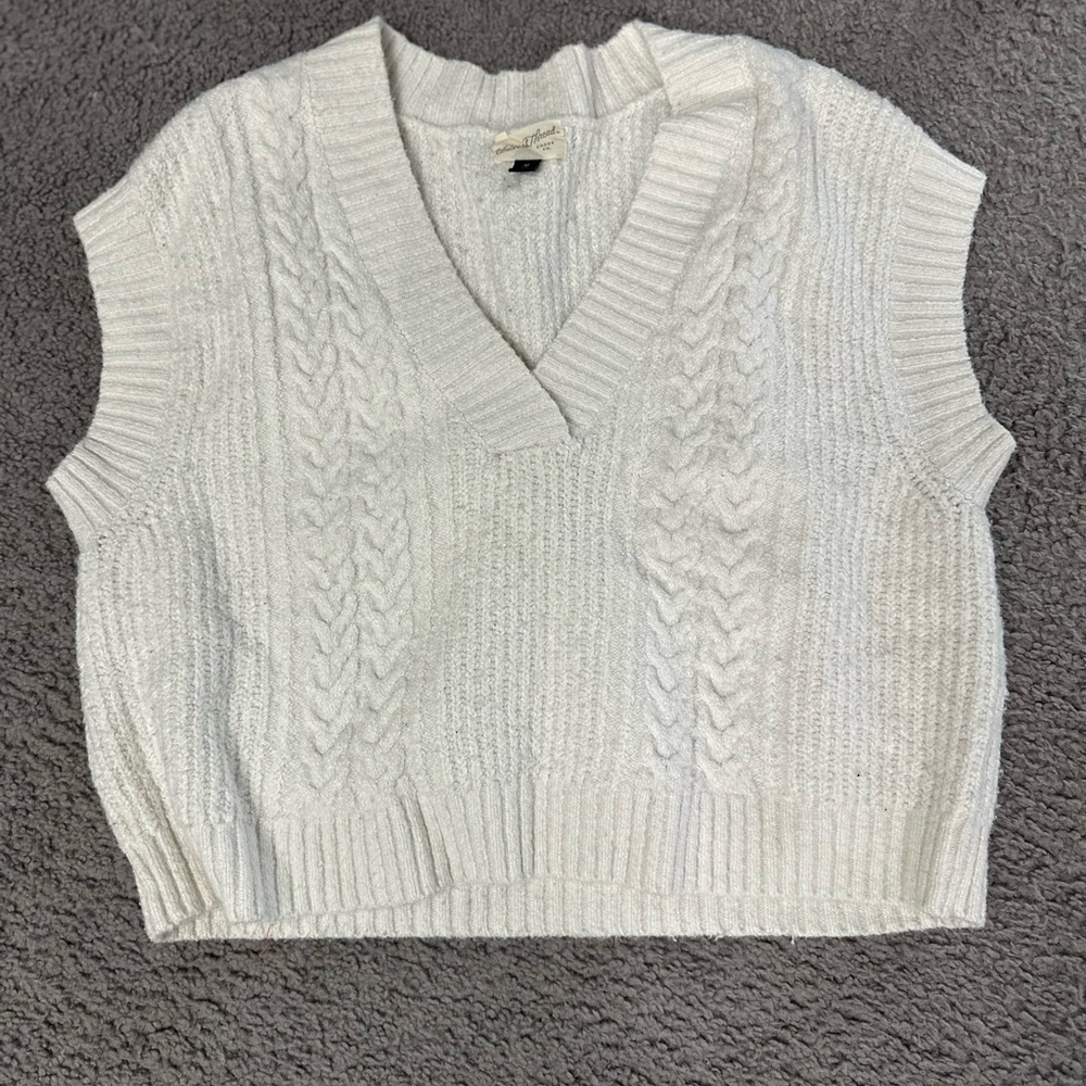 White Cable Knit Sweater Vest